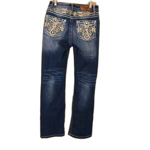 Westfield Eagle Jeans Junior 7 Embroidered Western Studded Rhinestone Flare 32L